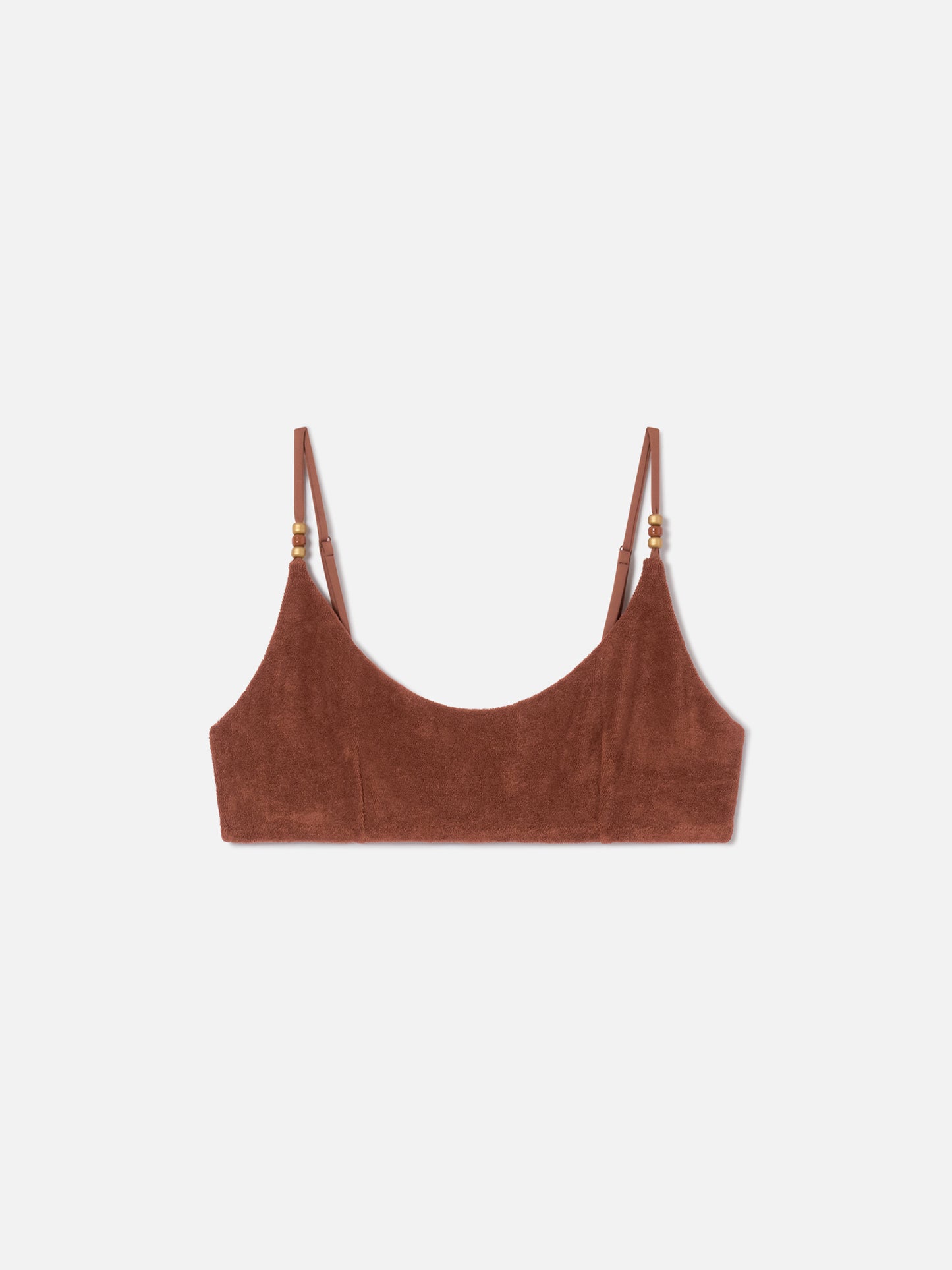 Haut de bikini bralette Judy en éponge marron avec charms 