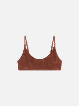 Haut de bikini bralette Judy en éponge marron avec charms 