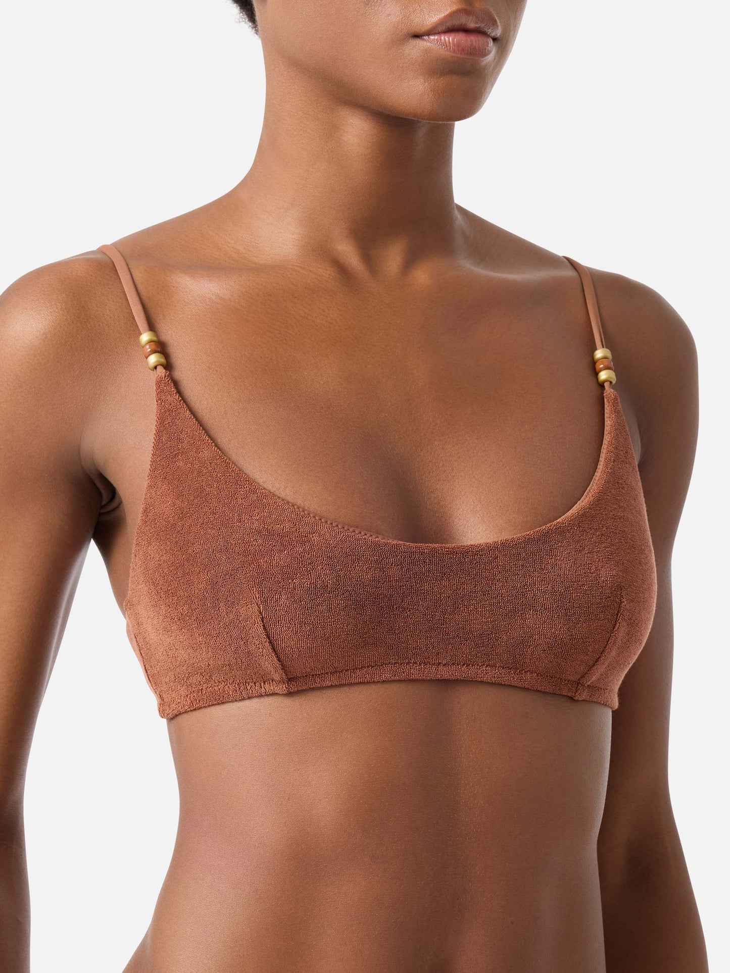 Judy Virgo brown terry bralette bikini