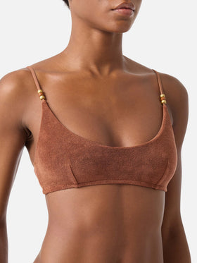 Judy Virgo brown terry bralette bikini