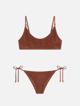 Judy Virgo brown terry bralette bikini