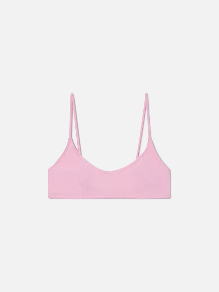 Judy bralette bikini top in solid pastel pink