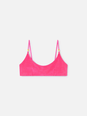 Bralette-Bikinioberteil Judy aus fuchsiafarbenem Frottee 