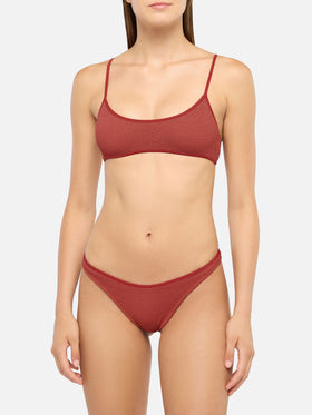 Bralette bikini Judy Naomi with cheeky swim briefs in rust orange crinkle