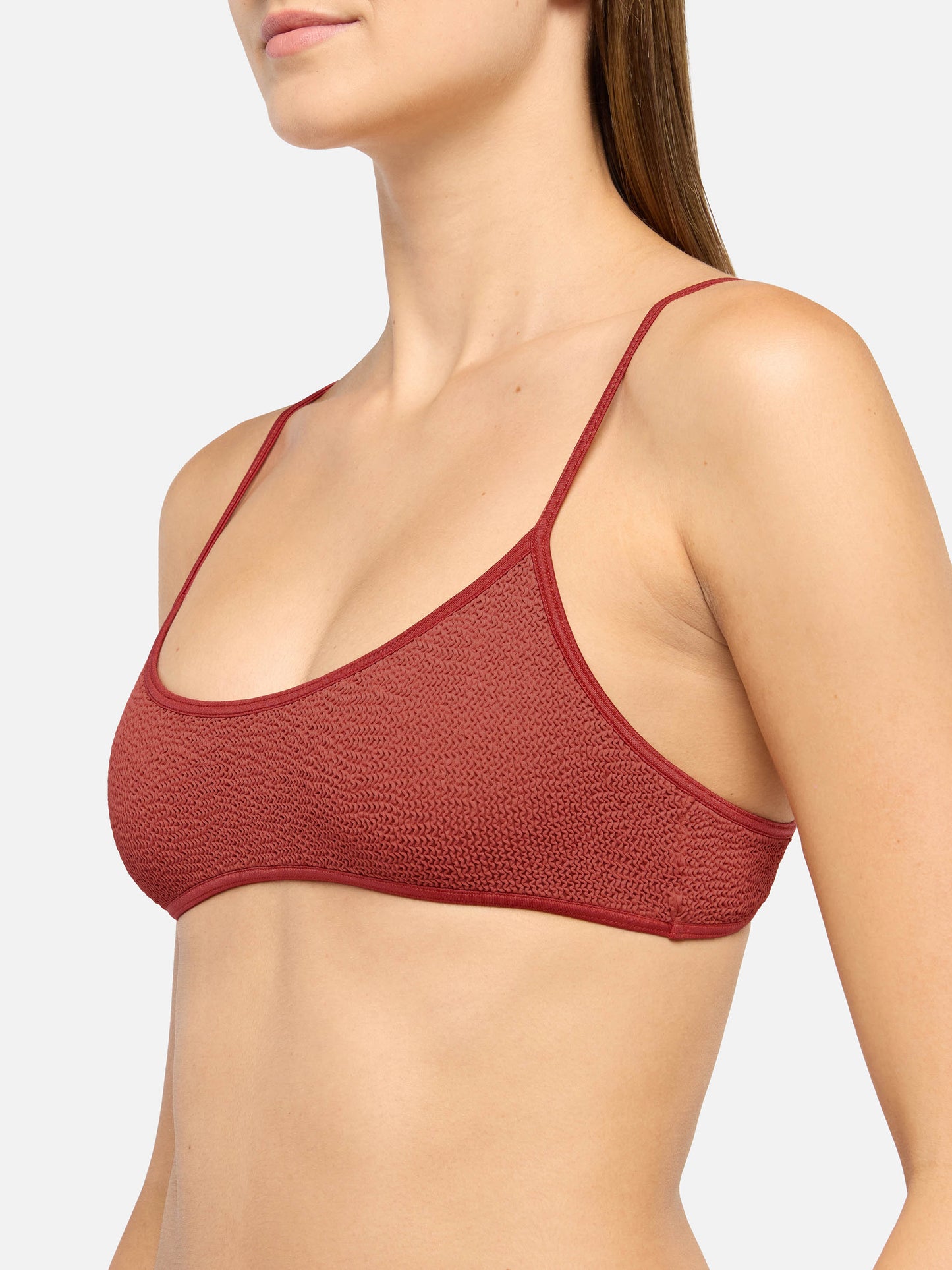 Bralette bikini Judy Naomi with cheeky swim briefs in rust orange crinkle