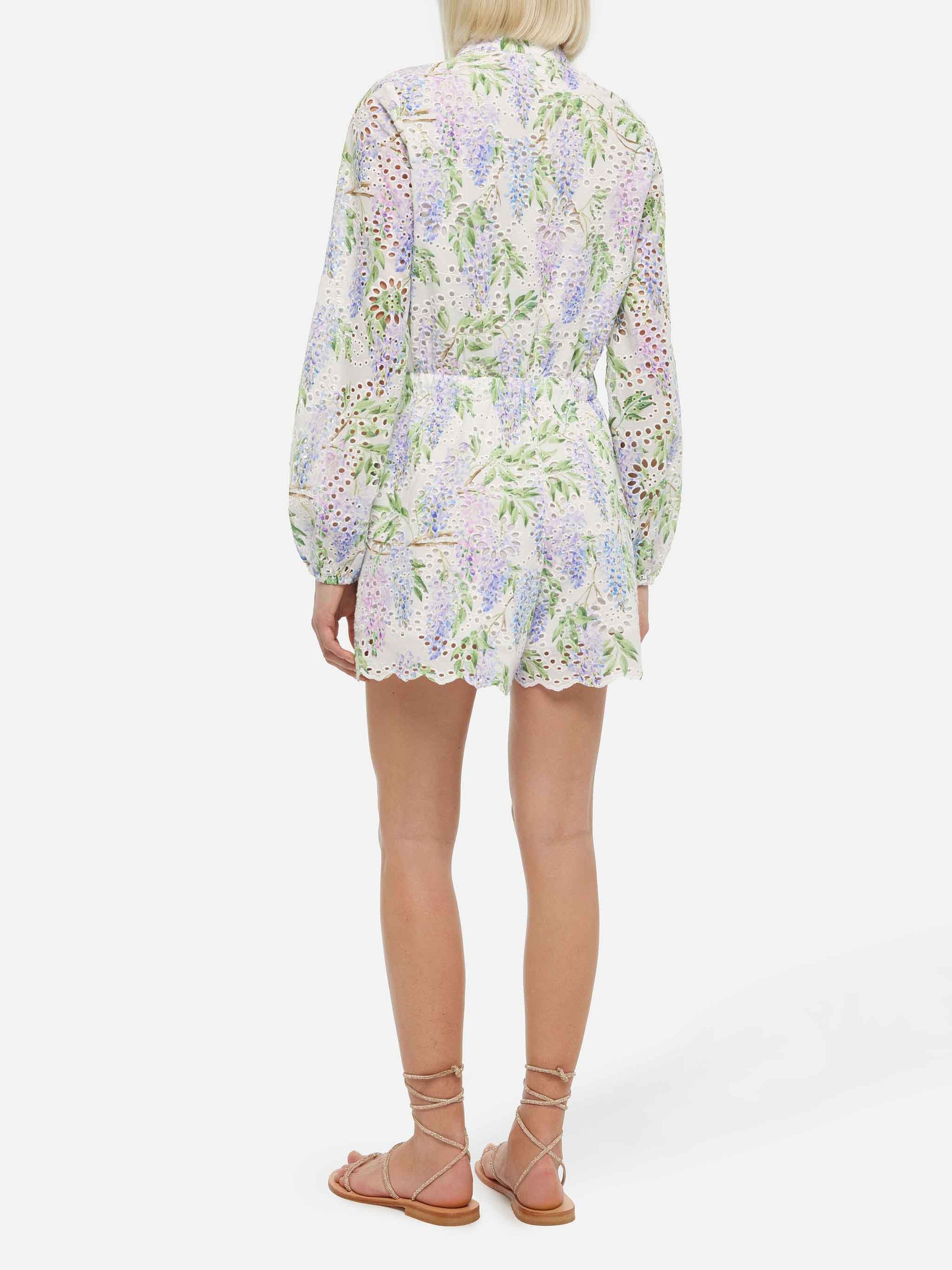 Julian Sangallo lace cotton playsuit with floral print - MC2 Saint Barth