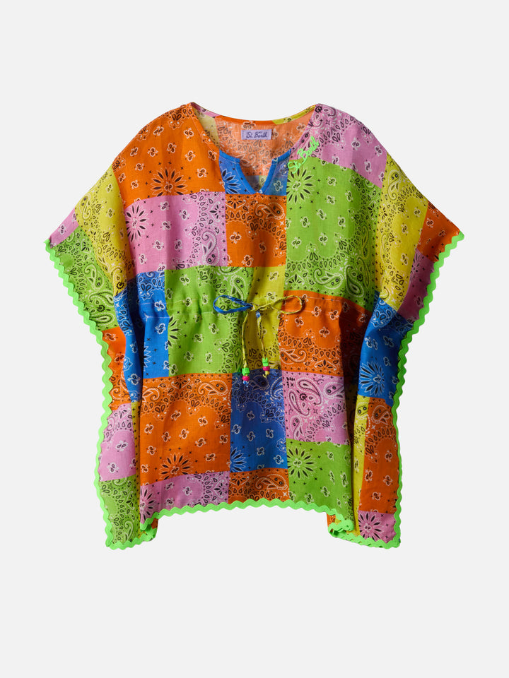 Kate poncho with multicolor bandana print