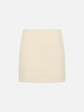 Woman wooly tweed white skirt Katrine with sequins - MC2 Saint Barth
