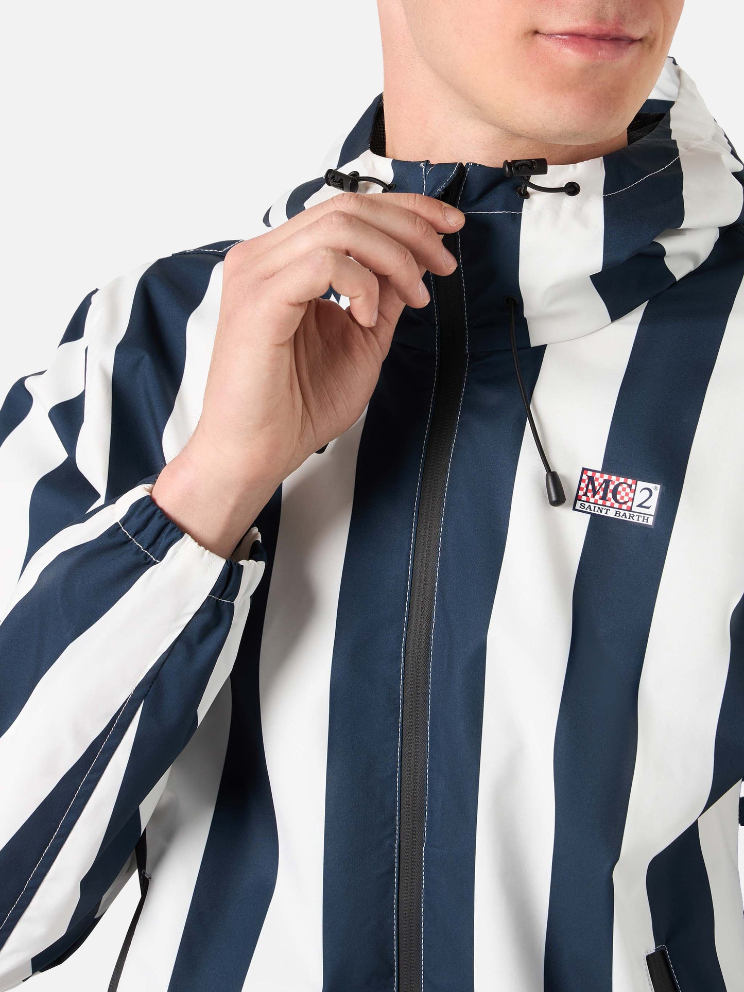 Kauris white and blue striped windbreaker jacket