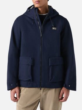 Marineblaue Windjacke mit Kapuze von Kauris