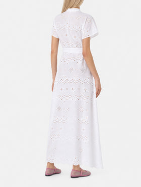 Robe longue Keira en sangallo blanc 