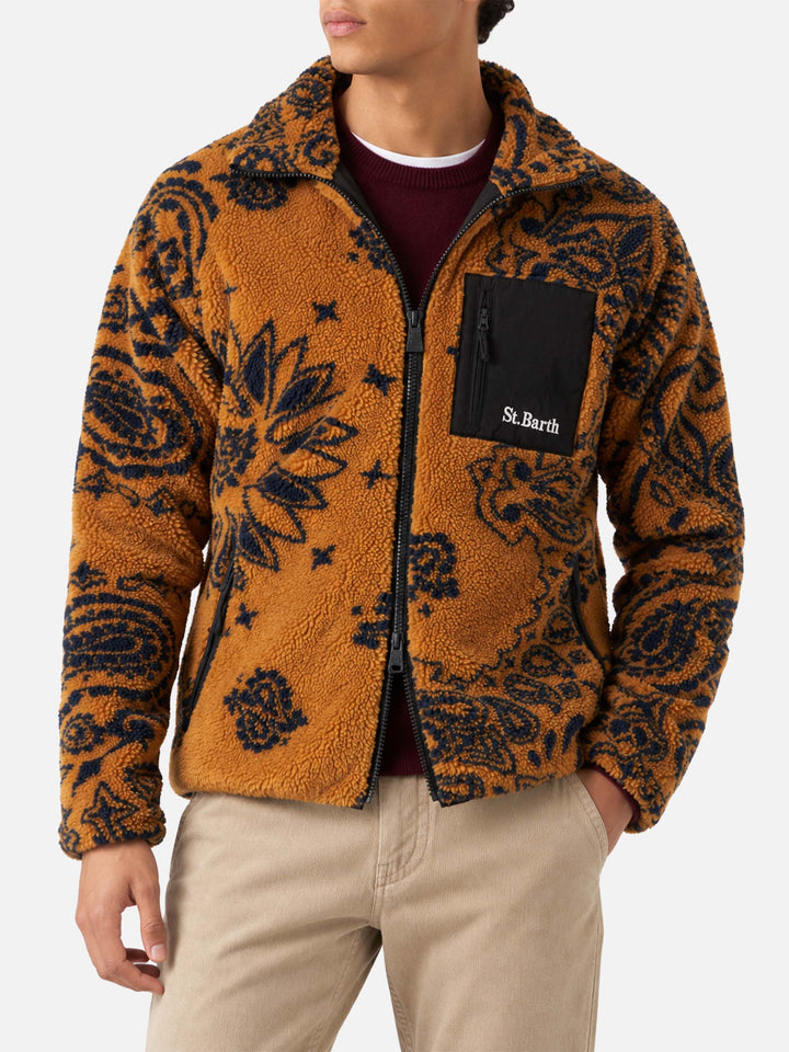 Chaqueta sherpa Keystone con estampado ocre 