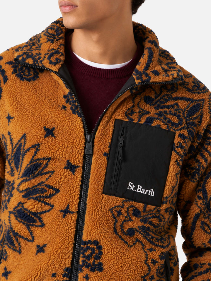 Chaqueta sherpa Keystone con estampado ocre 