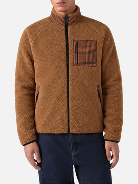 Camel Keystone glen check sherpa jacket