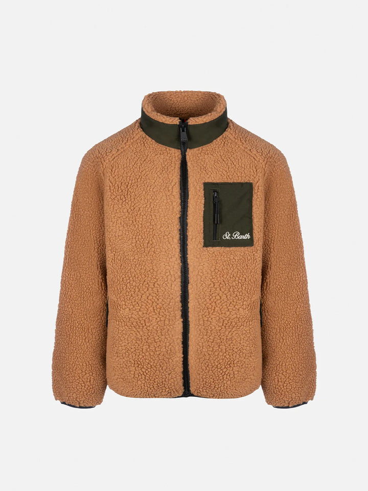 Boy sherpa beige jacket Keystone with Snoopy print | SNOOPY PEANUTS SPECIAL EDITION