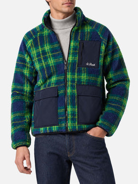 Green and blue Keystone sherpa jacket with tartan pattern