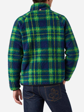 Green and blue Keystone sherpa jacket with tartan pattern