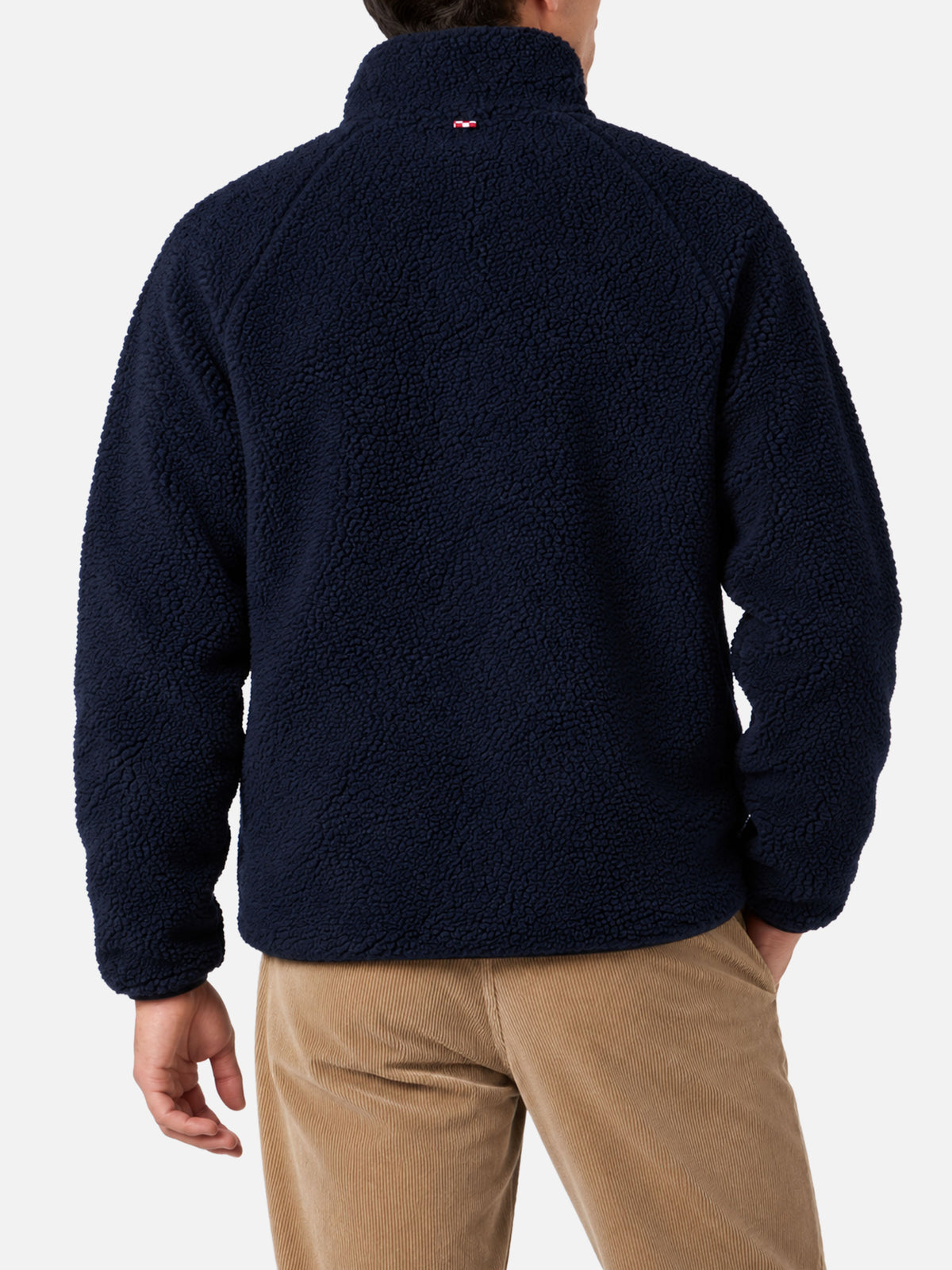Blue Keystone sherpa jacket with check pockets