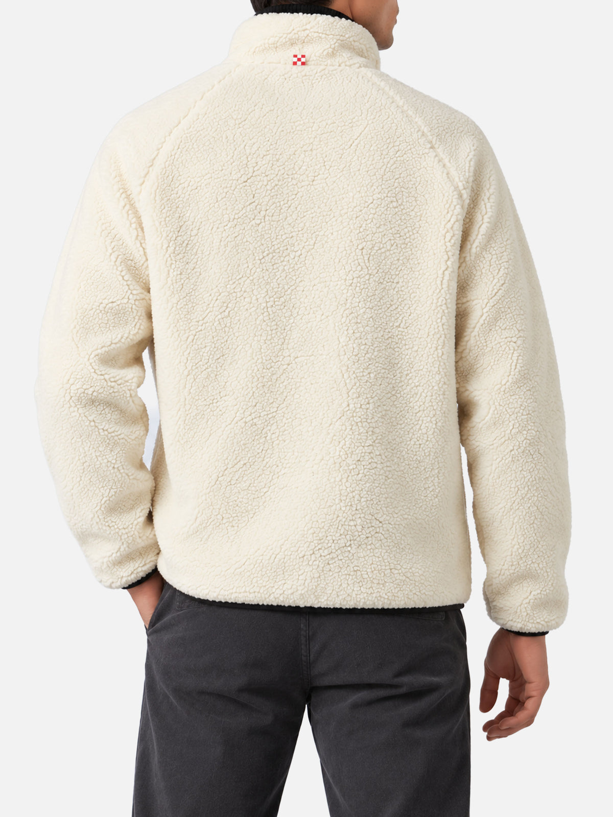 White Keystone sherpa jacket with pied de poule pockets