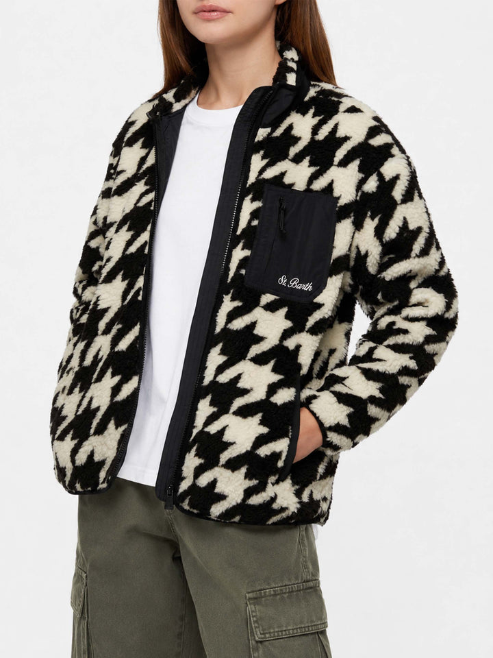 Teddy-fleece jacket Keystone with pied de poule print