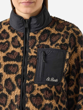 Chaqueta de teddy-fleece Keystone con estampado de leopardo 