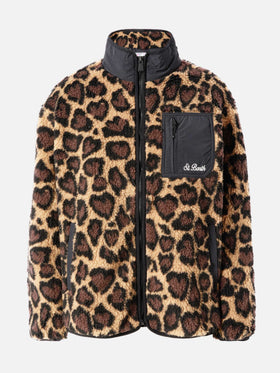 Chaqueta de teddy-fleece Keystone con estampado de leopardo 