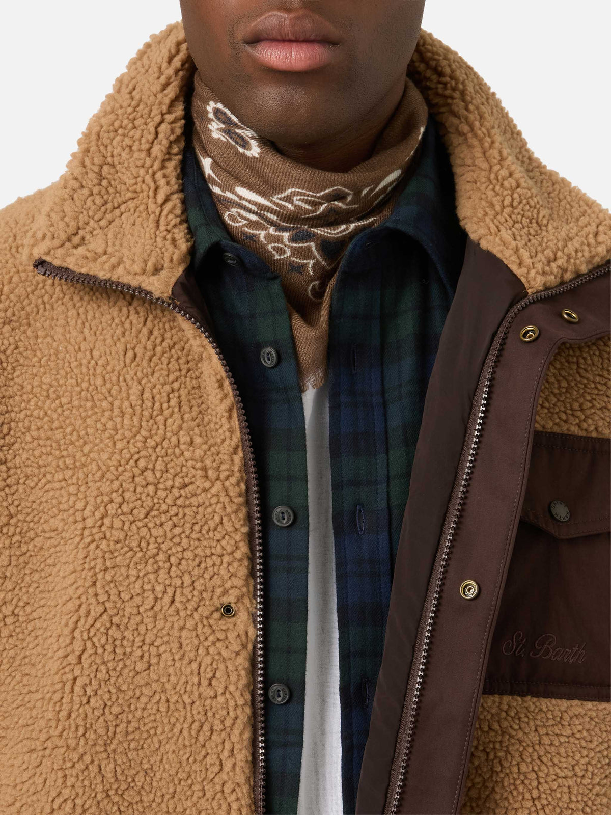 Chaqueta teddy Keystone Beige con cierre de cremallera 