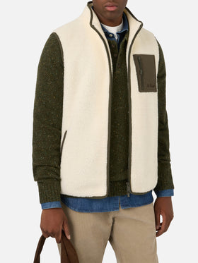Off white Keystone teddy vest with zip closure