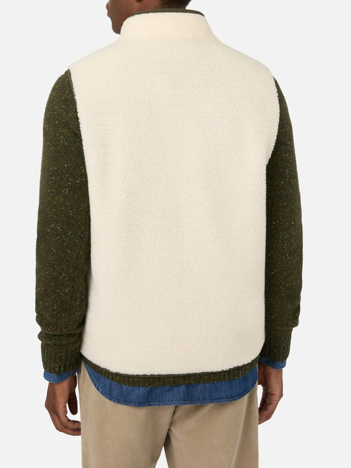 Off white Keystone teddy vest with zip closure