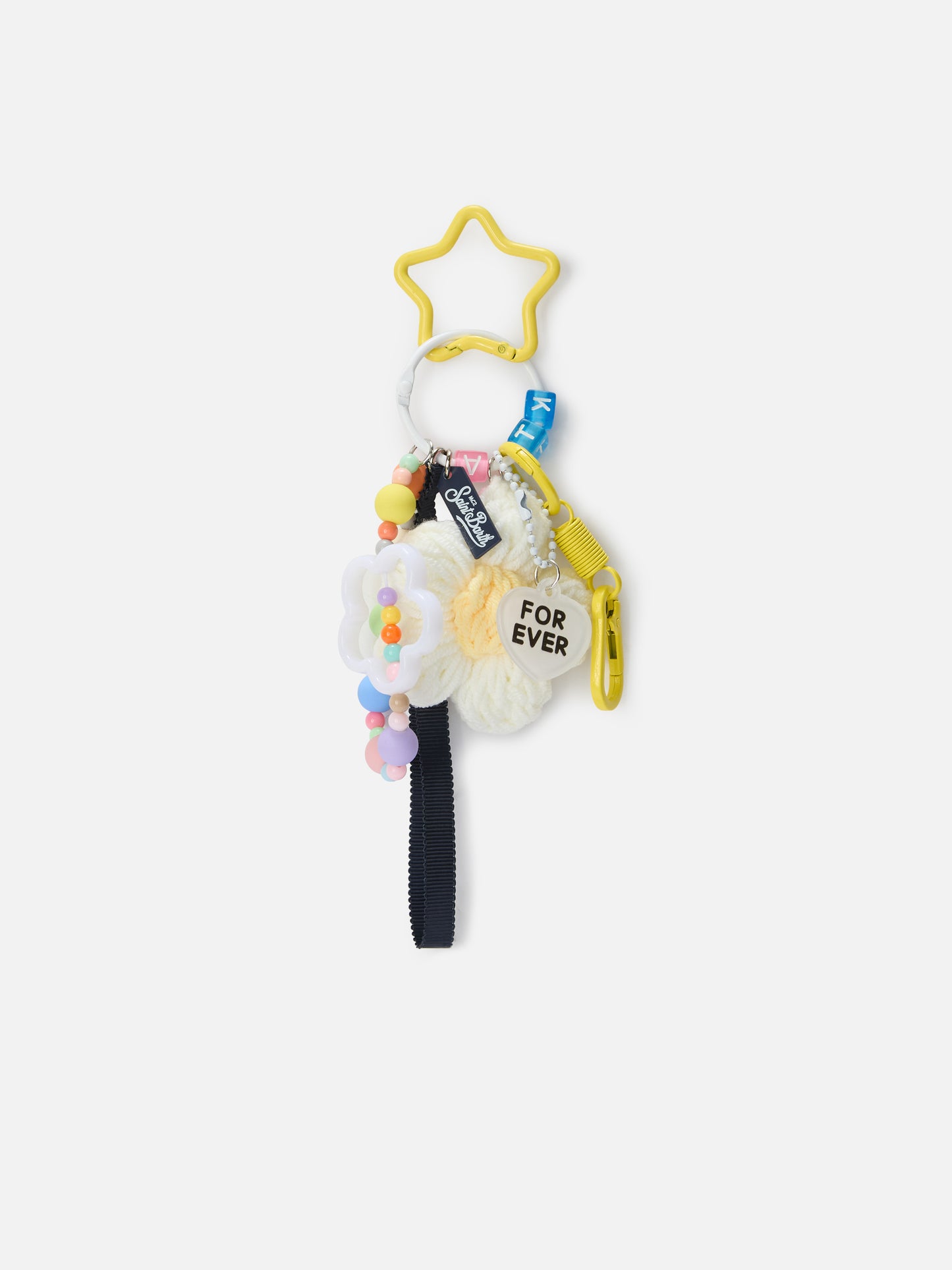 Portachiavi multi-charm con fiore e dettagli decorativi
