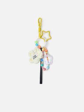 Lustiger Taschenanhänger mit gehäkelter, gepolsterter Gänseblümchen