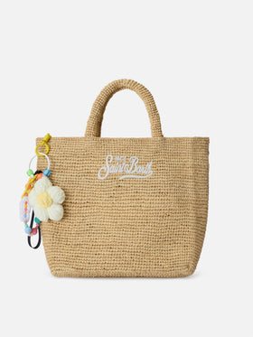 Lustiger Taschenanhänger mit gehäkelter, gepolsterter Gänseblümchen