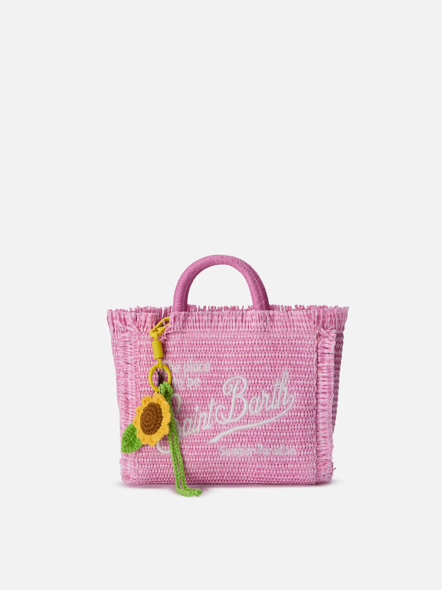 Lustiger Taschenanhänger mit gehäkelter Sonnenblume