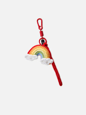 Lustiger Taschenanhänger mit gehäkeltem, gepolstertem Regenbogen