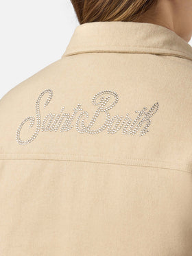 Damen-Wolljacke mit Saint-Barth-Strass-Print