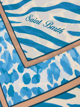 Kitana pure silk foulard with blue animal print