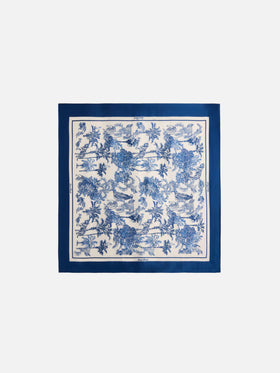 Kitana pure silk foulard with toile de jouy print