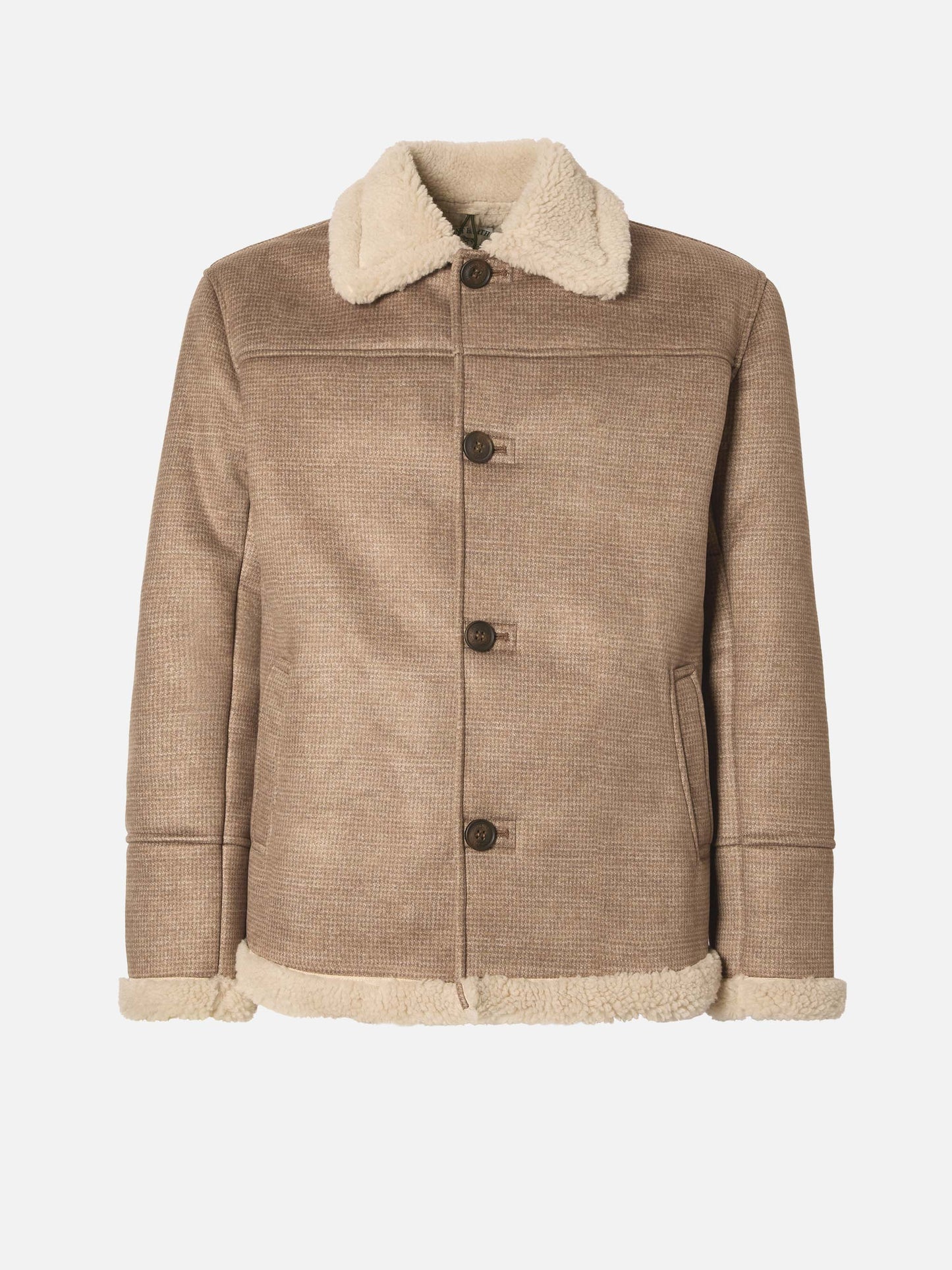 Kells Jacke in Hahnentrittmuster mit Kragen aus Kunstfell