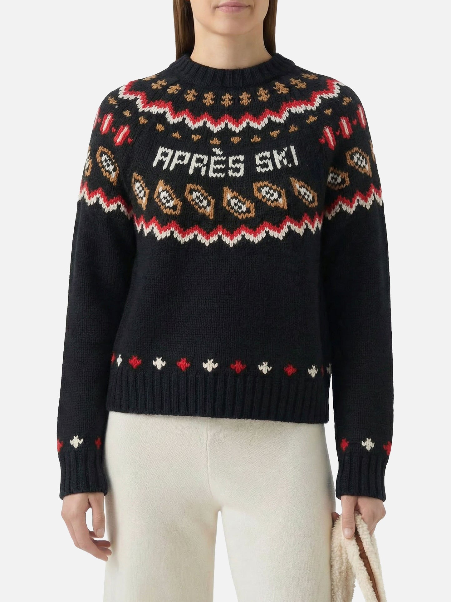 Maglione Kyla nero in lana con jacquard Apres Ski