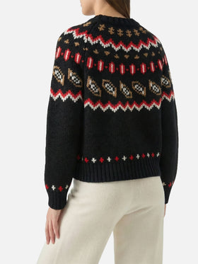 Maglione Kyla nero in lana con jacquard Apres Ski