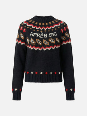 Maglione Kyla nero in lana con jacquard Apres Ski