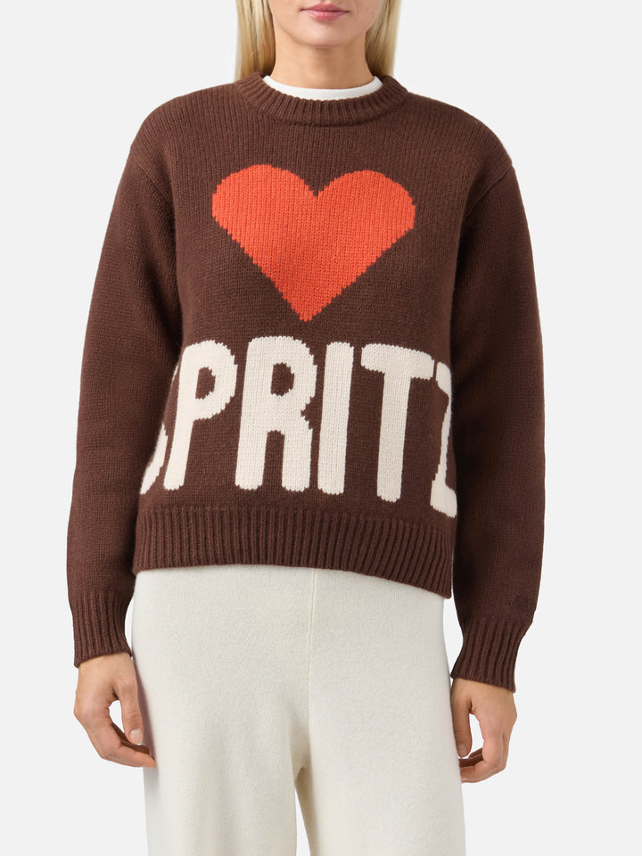 Kyla Wollpullover in Braun mit Spritz-Jacquard