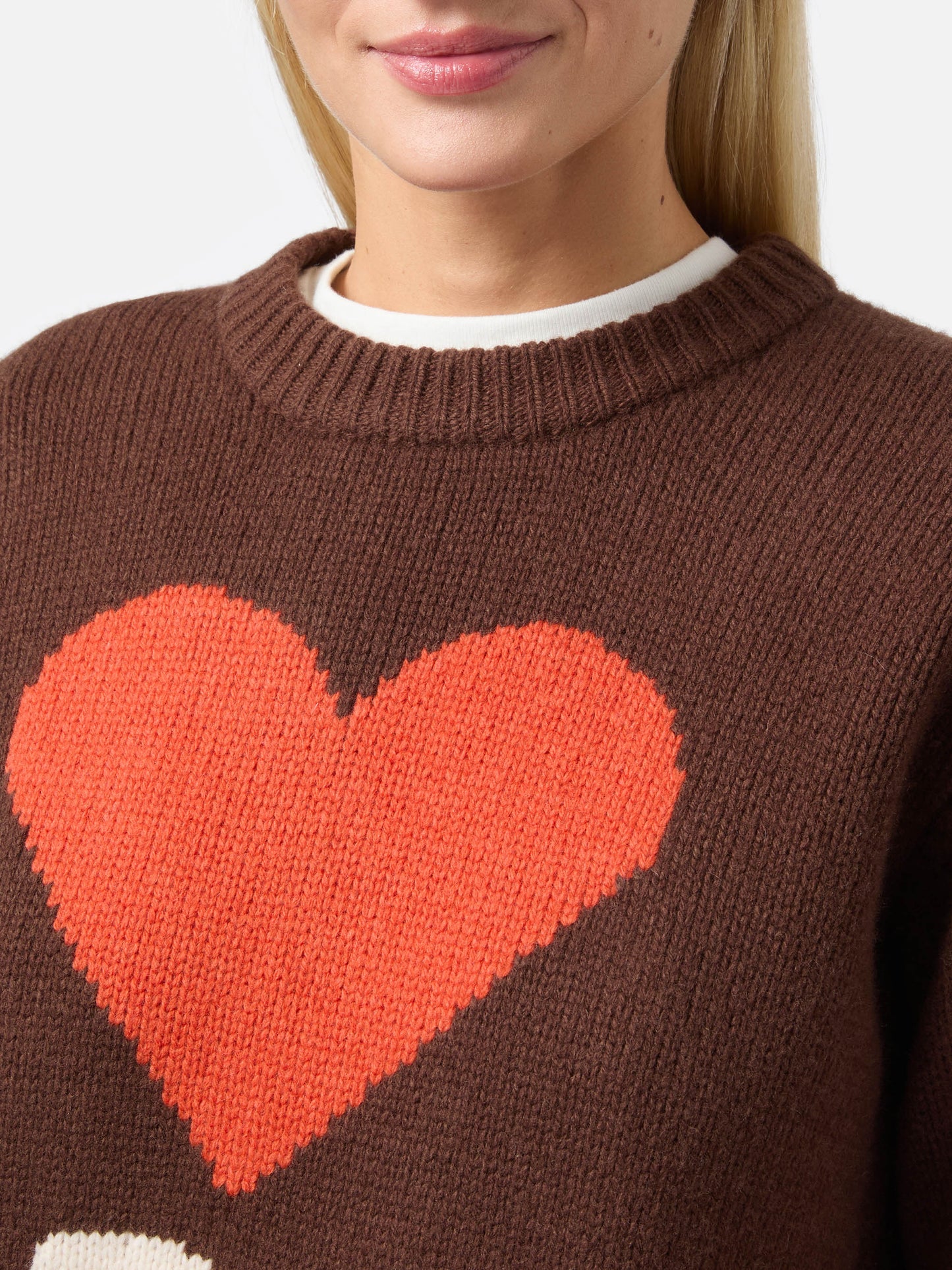 Kyla Wollpullover in Braun mit Spritz-Jacquard