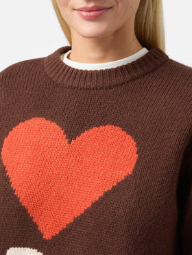 Kyla Wollpullover in Braun mit Spritz-Jacquard