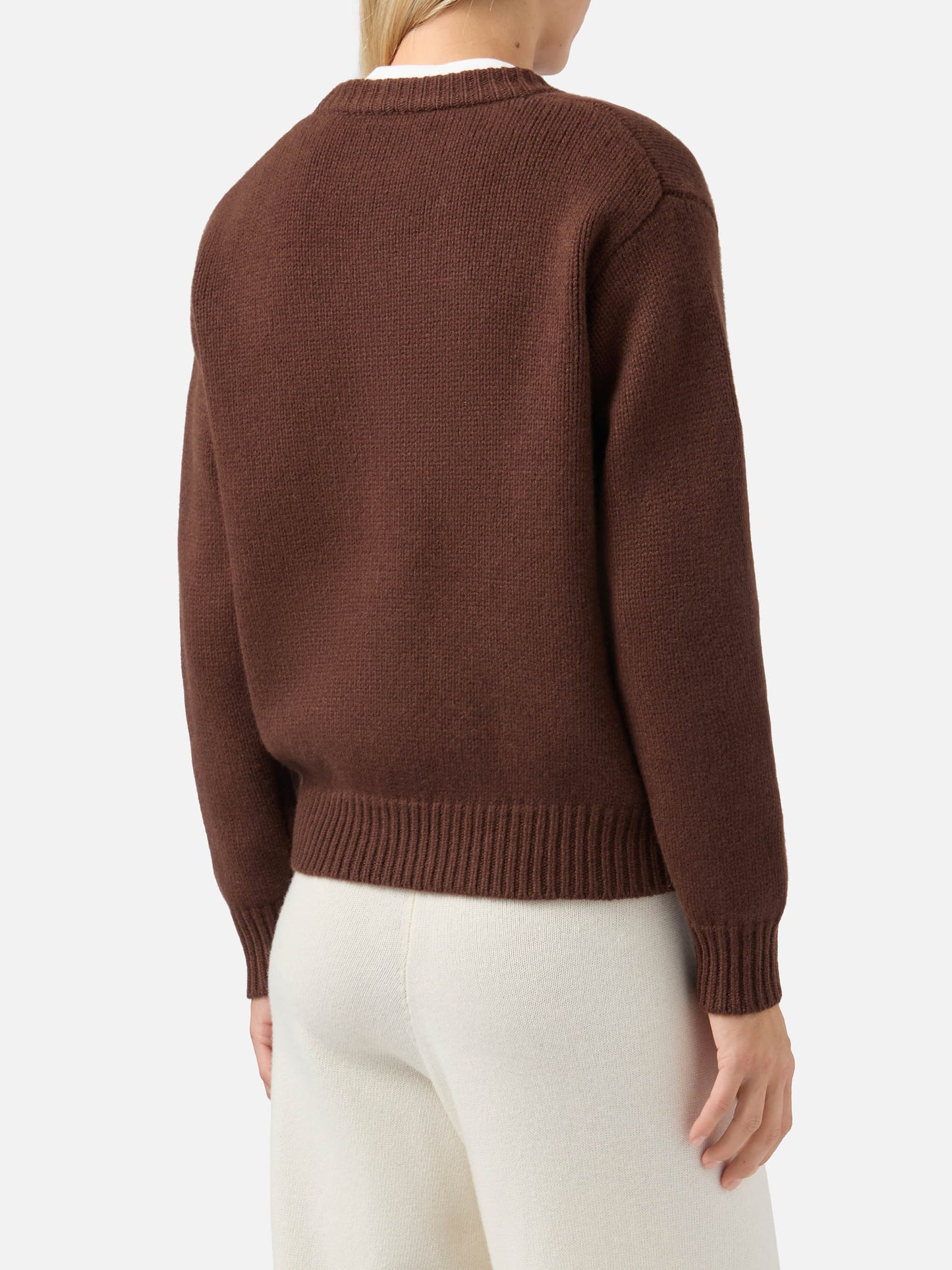Kyla Wollpullover in Braun mit Spritz-Jacquard