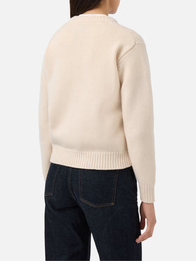 Kyla Wollpullover in Weiß mit Cortina-Jacquard