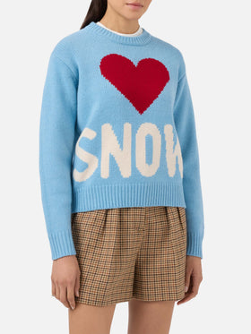 Kyla Wollpullover in Hellblau mit Snow-Jacquardmuster