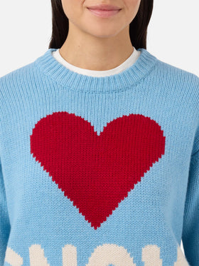 Kyla Wollpullover in Hellblau mit Snow-Jacquardmuster