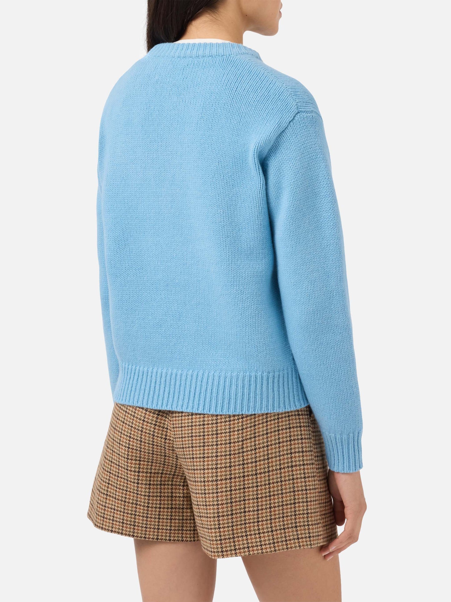 Kyla Wollpullover in Hellblau mit Snow-Jacquardmuster