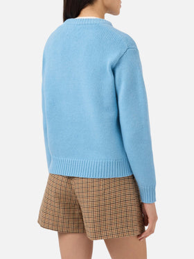 Kyla Wollpullover in Hellblau mit Snow-Jacquardmuster